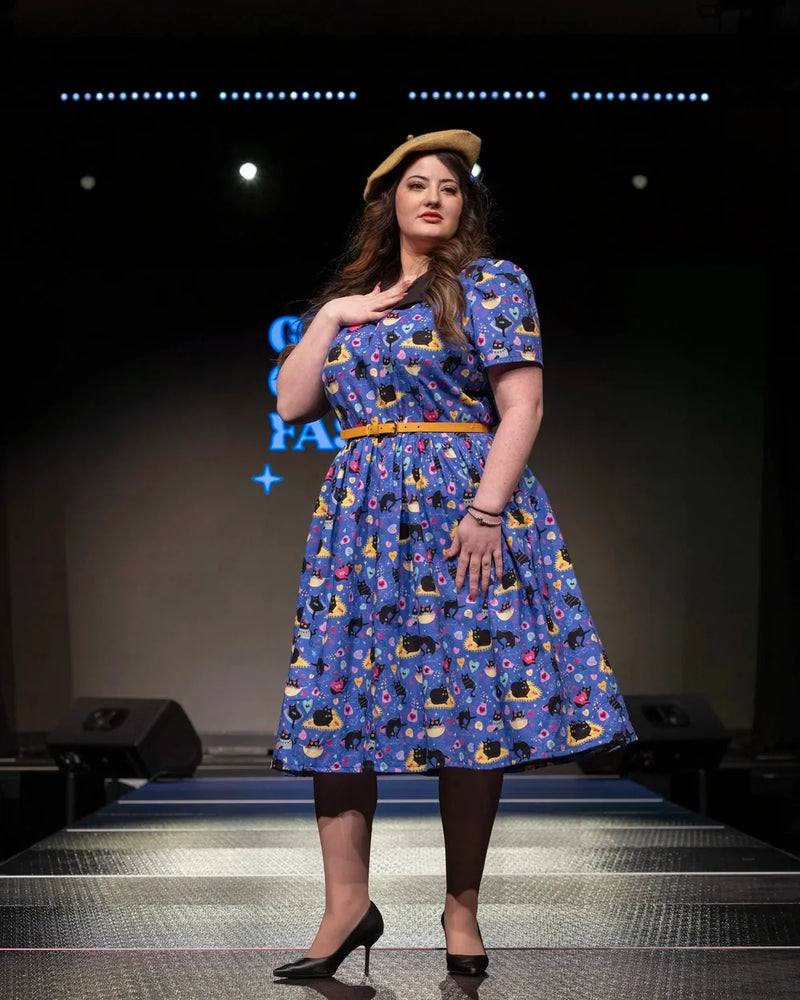 Darling Dress - Luv Cats in Royal Blue