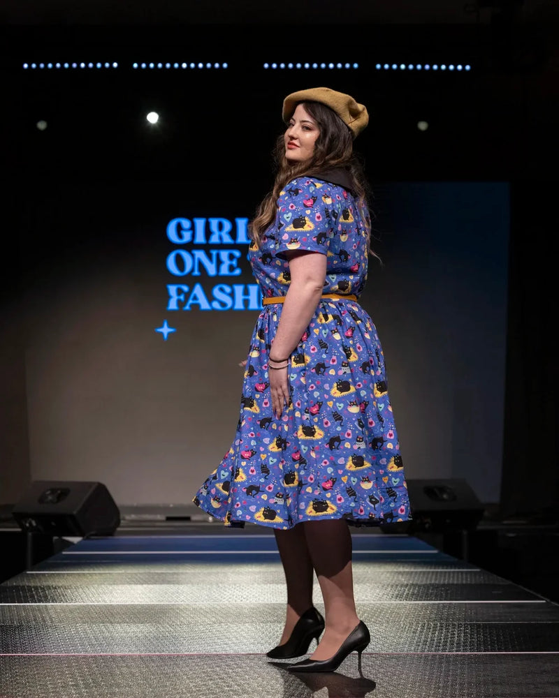 Darling Dress - Luv Cats in Royal Blue