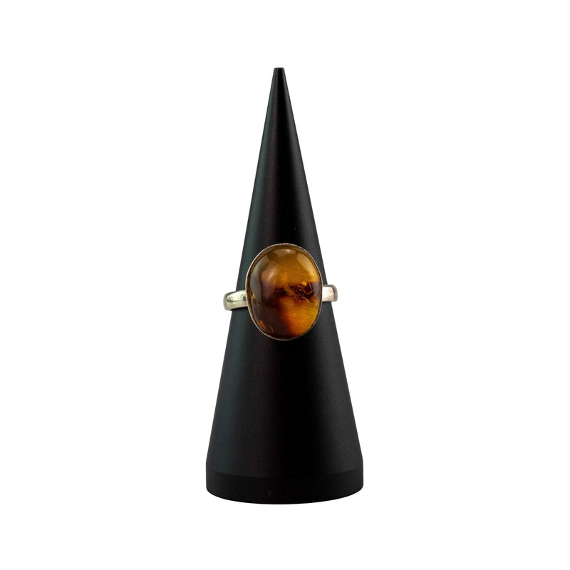 Oval Amber Ring Sterling Silver