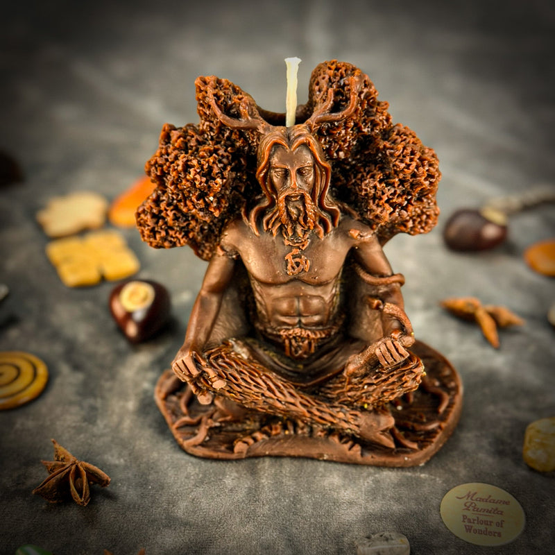 Beeswax Horned God Spell Candle - Cernunnos Nature Magic & Fertility