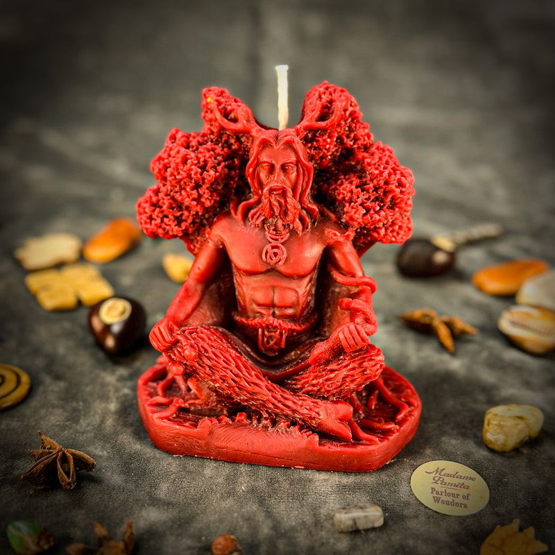 Beeswax Horned God Spell Candle - Cernunnos Nature Magic & Fertility