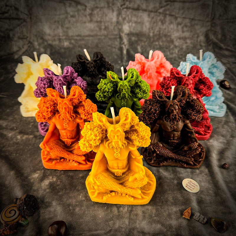 Beeswax Horned God Spell Candle - Cernunnos Nature Magic & Fertility