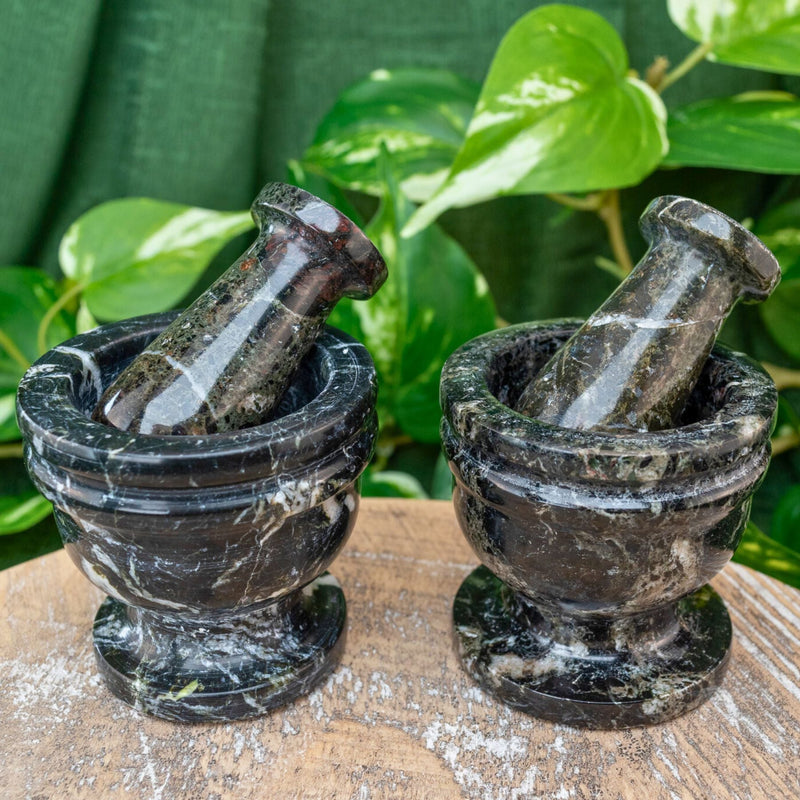 Black Zebra Mortar and Pestle