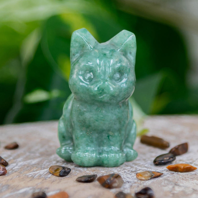 Green Aventurine Cat Statue