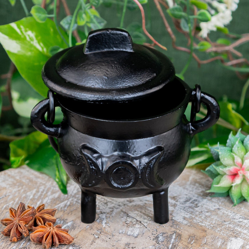 Cast Iron 3" Triple Moon Goddess Cauldron