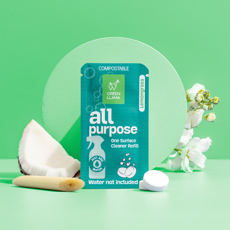 All-Purpose Spray Glass Bottle Cleaning Kit with Lemongrass Essential Oil & Sleeve