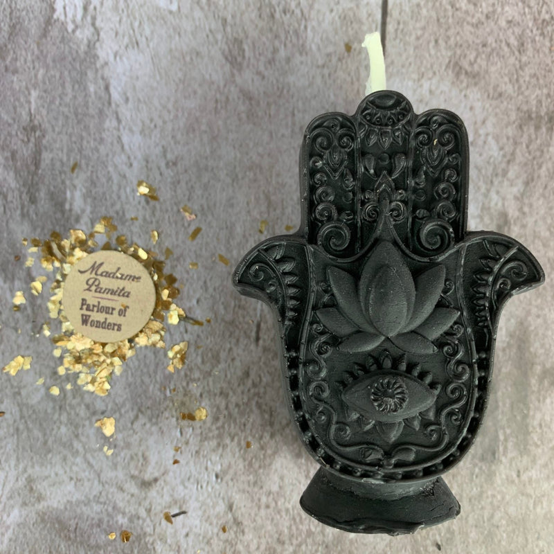 Beeswax Hamsa Hand Spell Candle - Evil Eye Protection & Blessing Magic