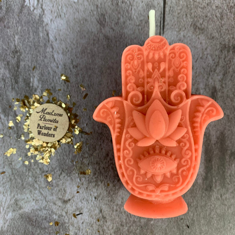 Beeswax Hamsa Hand Spell Candle - Evil Eye Protection & Blessing Magic
