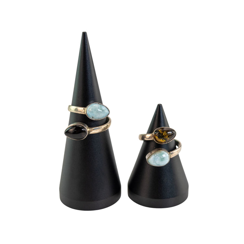 Larimar & Amber Sterling Silver Ring