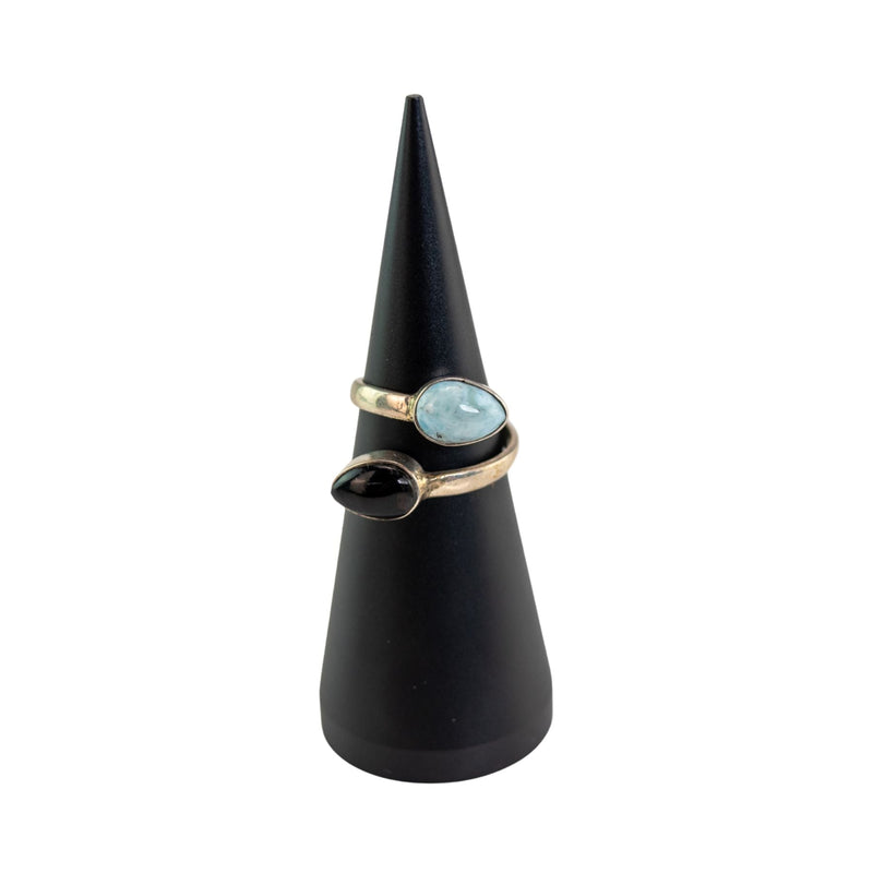 Larimar & Amber Sterling Silver Ring