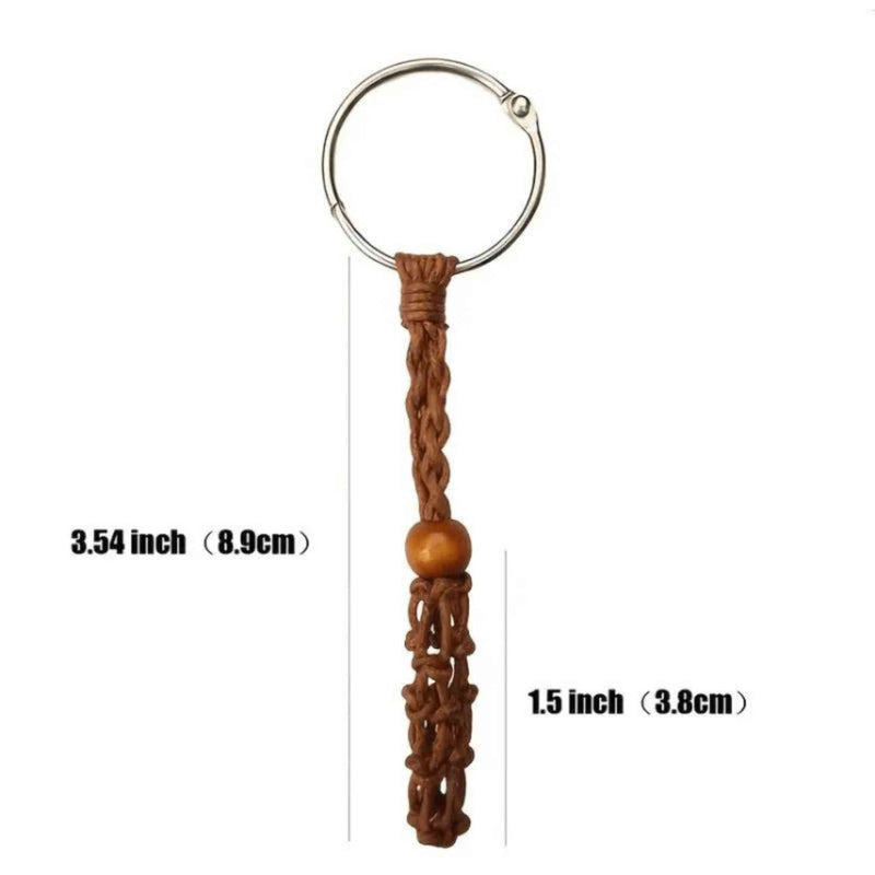 Adjustable Macrame Crystal Holder Keychain
