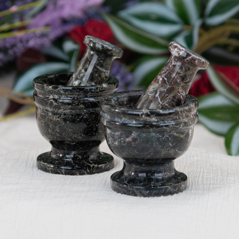 Black Zebra Mortar and Pestle