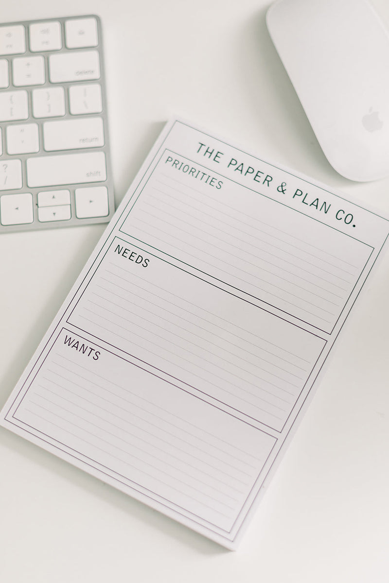Priorities, Needs & Wants Pad