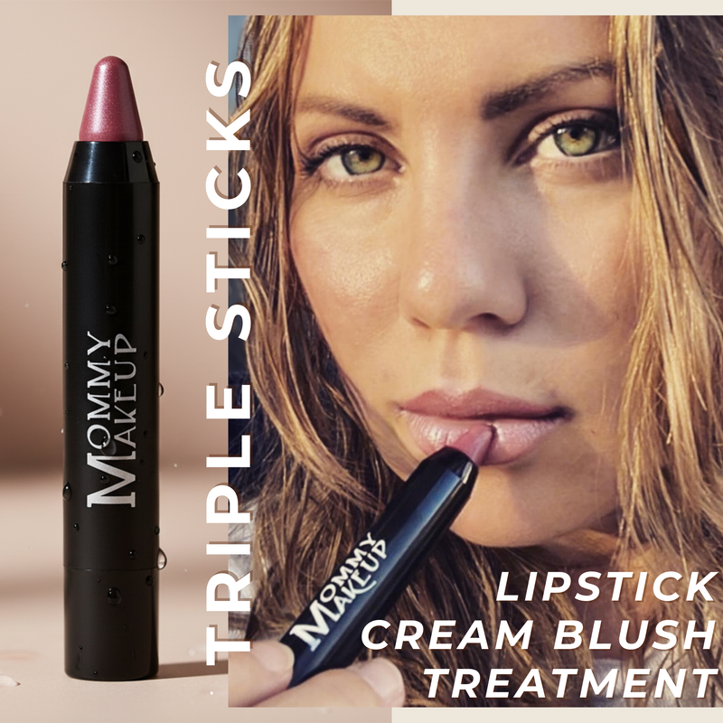 Triple Sticks Lipstick, Cream Blush, and Treatment in Daisy Glow