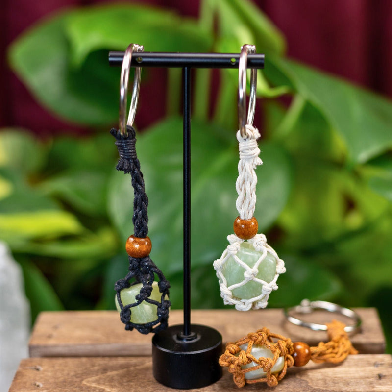 Adjustable Macrame Crystal Holder Keychain