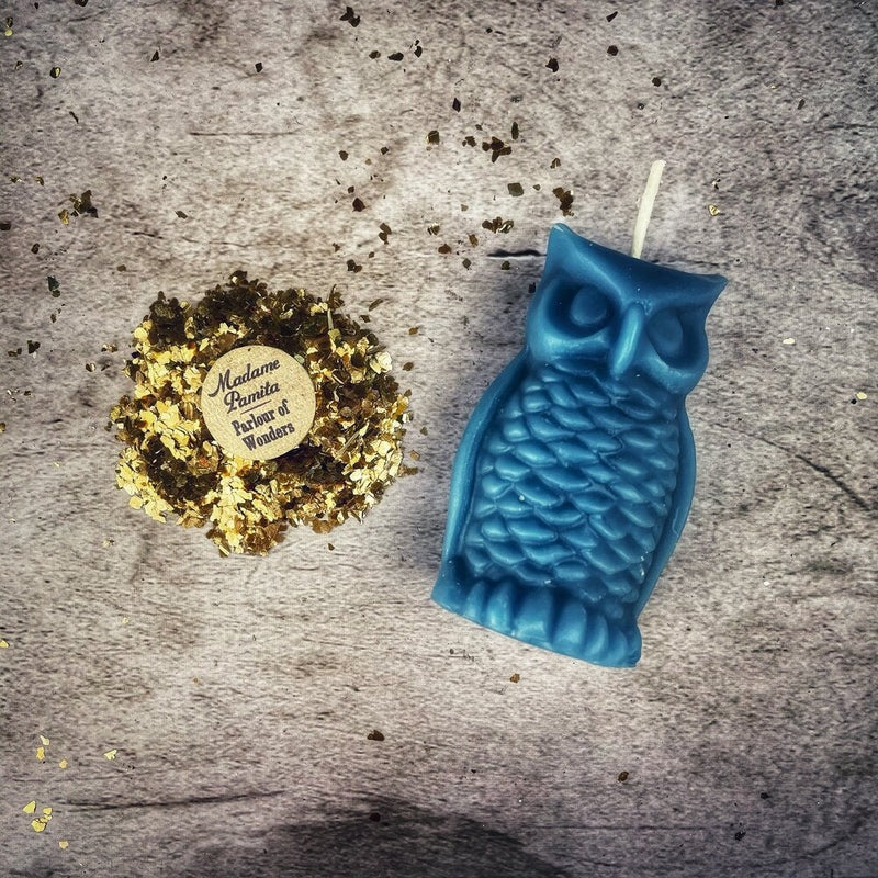 Beeswax Wise Owl Spell Candle - Wisdom & Psychic Awareness Magic