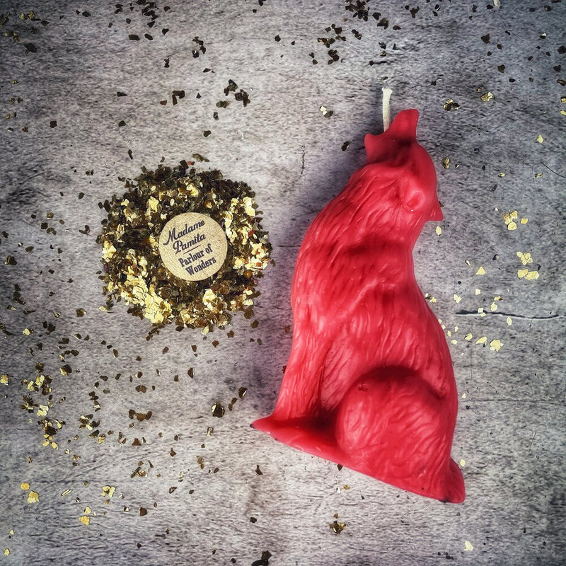 Beeswax Howling Wolf Spell Candle - Courage & Authentic Voice Magic