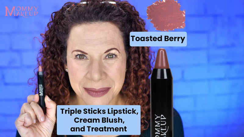 Triple Sticks Lipstick, Cream Blush, and Treatment in Toasted Berry